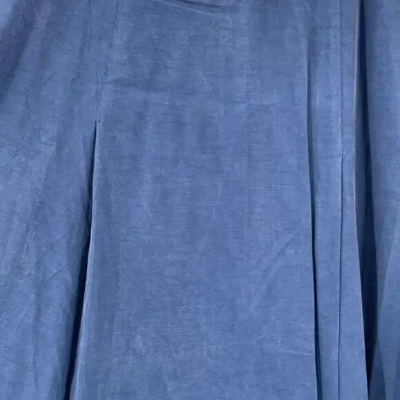 Vintage Lucchese Women Western Blue Flowy Pleated Maxi Skirt Silky Shimmer Small